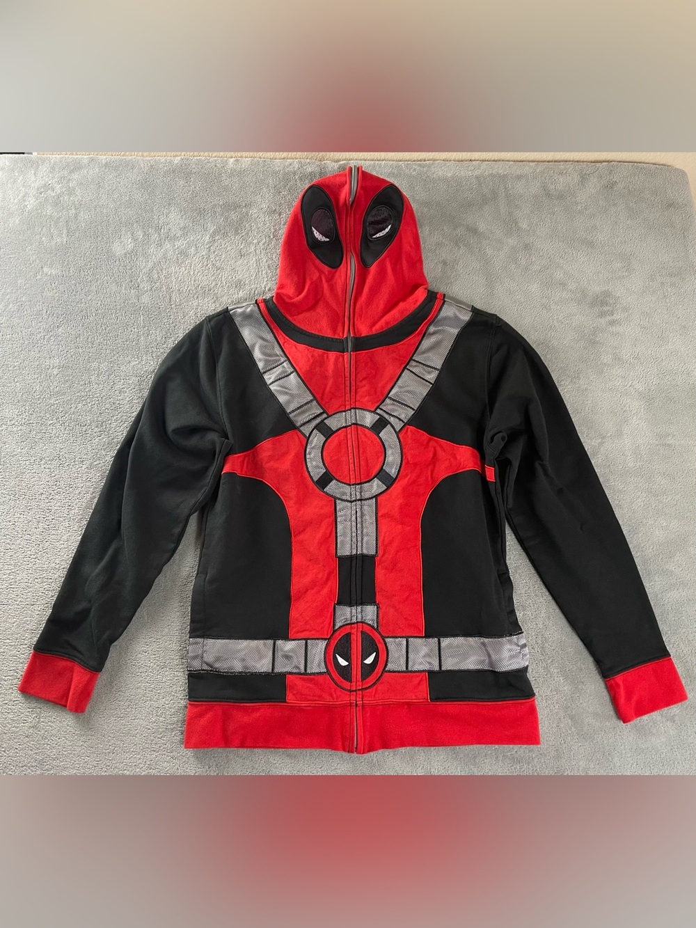 Deadpool Marvel Comics Full Zip Costume / Cosplay Mask Hoodie Adult Mens Size M